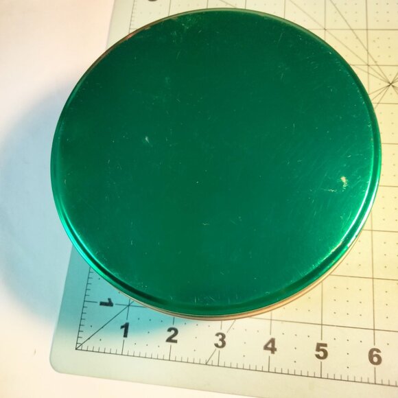 Green Red Round Metal Storage Tins Canisters Lot 2 Cookie Candy Gift - Picture 2 of 12